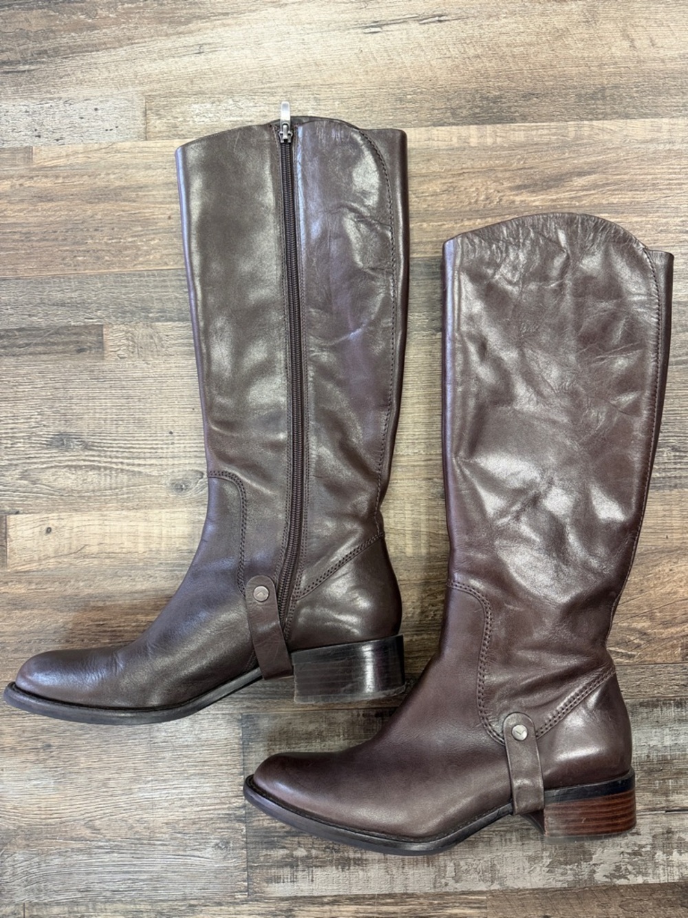 Via Spiga Cody Chocolate Brown Leather Stirrup Riding Boot Shoe Size 8